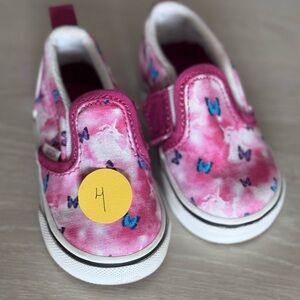 Vans Pink and Blue Slip-On Sneakers